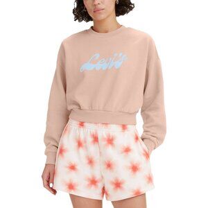 NWT Levi's SWEATSHIRT PEACH Cropped Graphic Logo Cotton Blend Size XL